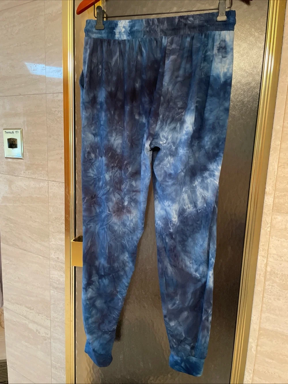 Women’s Blue Tie-Dye Elastic Drawstring Waist/Ankles Jogger Pants Size Large